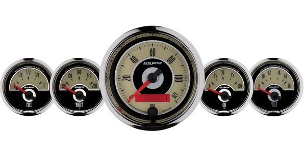 5 PC. GAUGE KIT, 3-3/8" & 2-1/16", ELEC. SPEEDOMETER, CRUISER AD